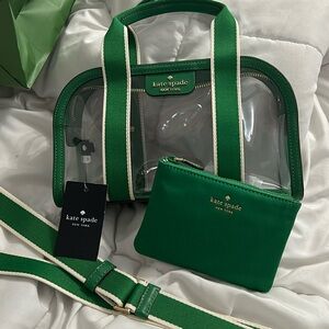 Kate spade green clear purse NEW